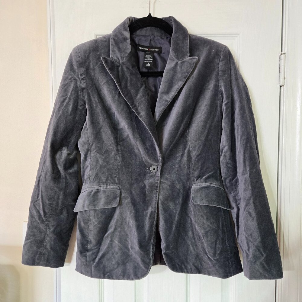 New York & Company Gray Velvet Blazer - Size 4